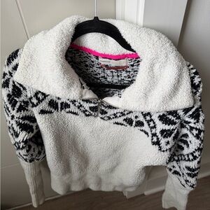 Anthropologie Black and White Textured Pullover